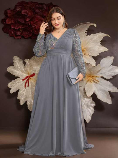 Marjolein | Elegante Maxi Avondjurk met Lange Mouwen