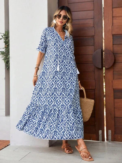 Marleen | Boho Maxi Jurk met V-Hals en Flowy Design
