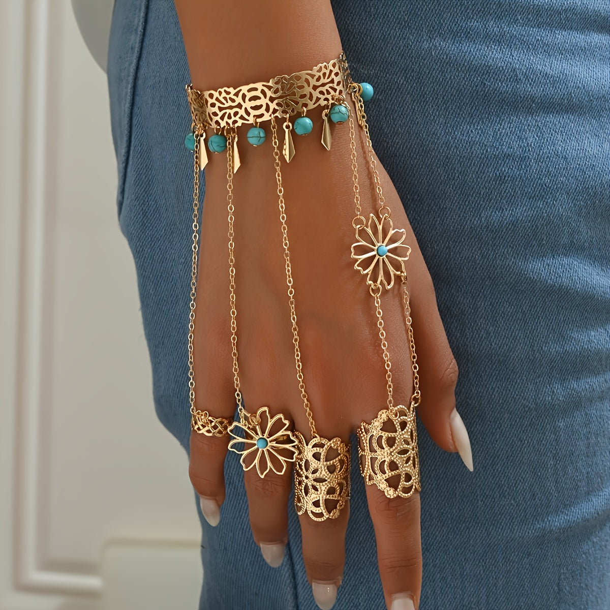 Marley | Vintage Bohemian Handjuweel met Ringen en Armband