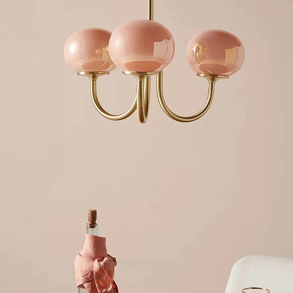 Piora - Pink Glass Bubble Chandelier