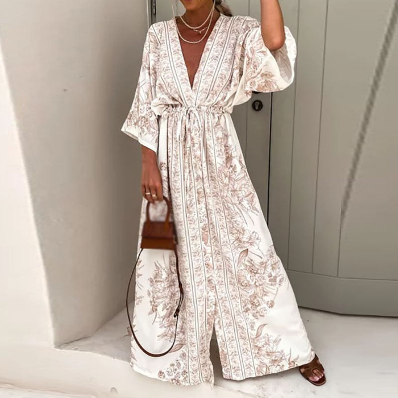 Emmy - casual bedrukte kimono jurk
