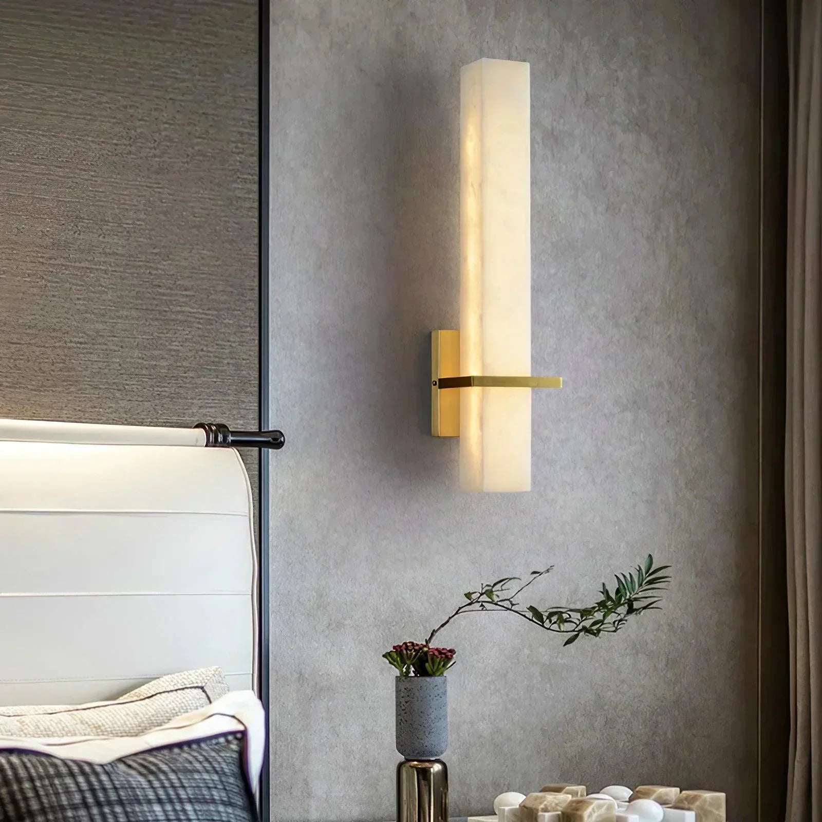 Almoran - Alabaster Brass LED Wall Lamp