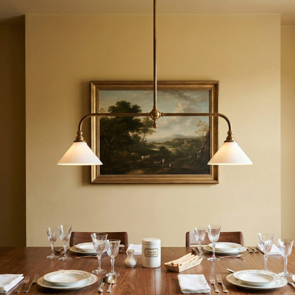 Lunabra – Brass and Ceramic Pendant Light with Adjustable Height