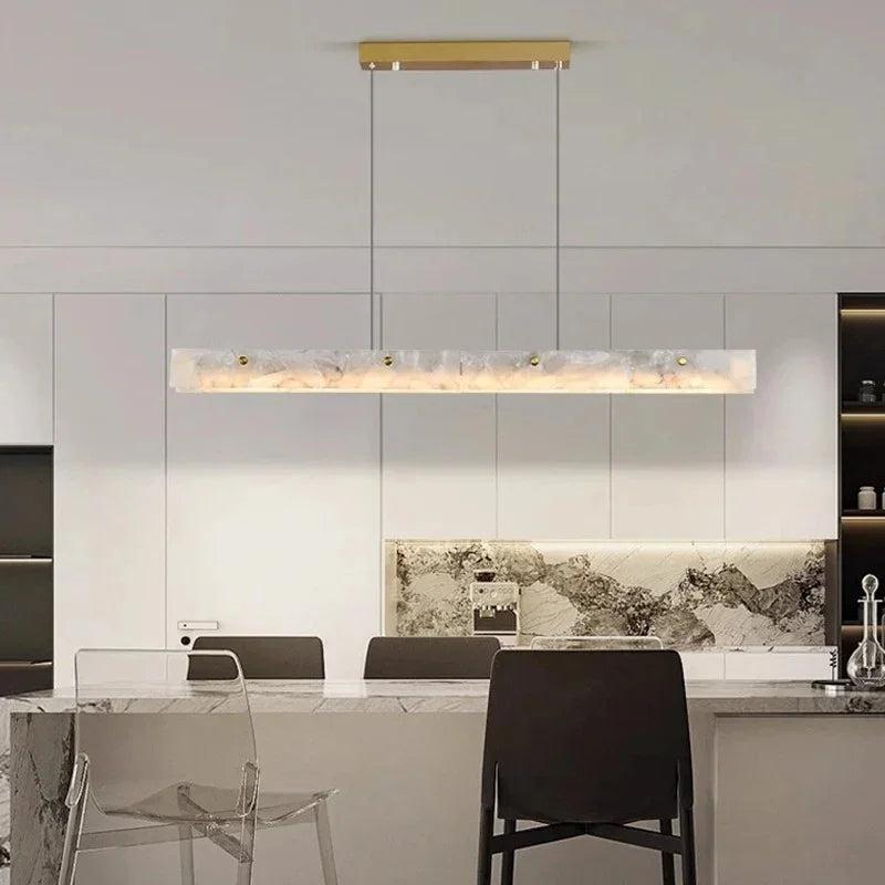 Celestia – Marble and Gold Pendant Light with Adjustable Height