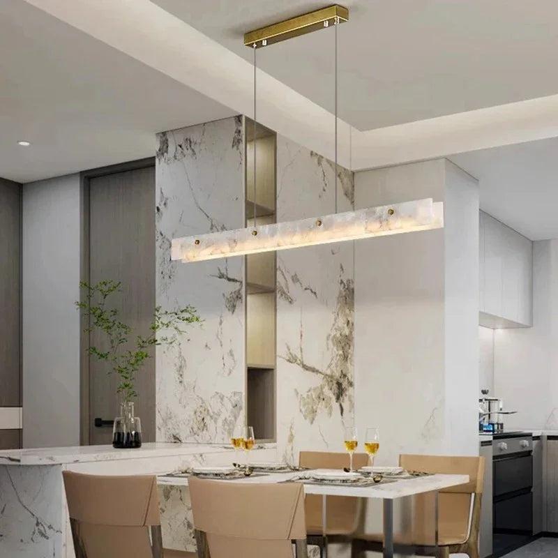Celestia – Marble and Gold Pendant Light with Adjustable Height
