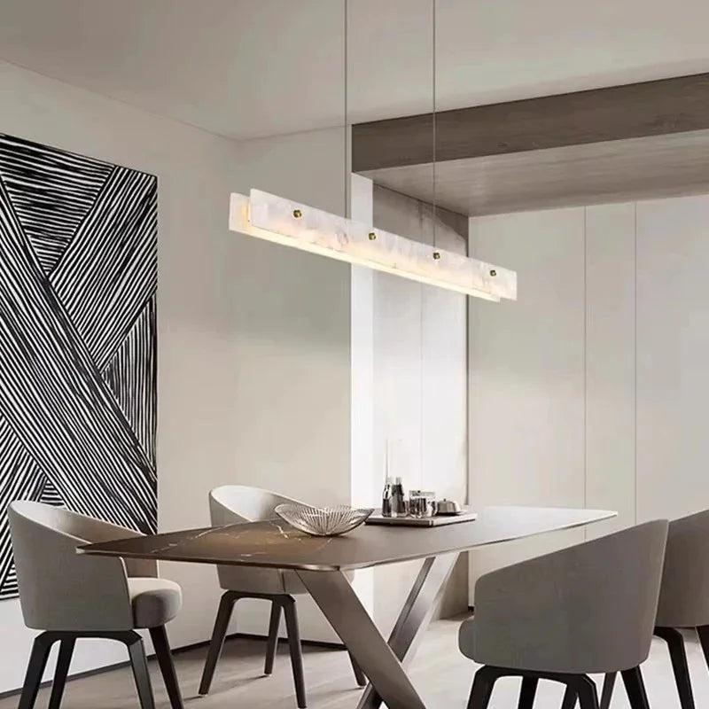 Celestia – Marble and Gold Pendant Light with Adjustable Height