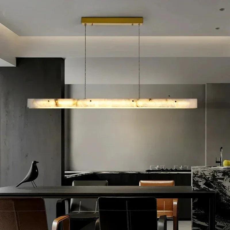 Celestia – Marble and Gold Pendant Light with Adjustable Height