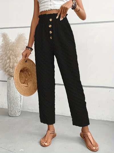 Miriam | Elegante Getextureerde Broek met Hoge Taille