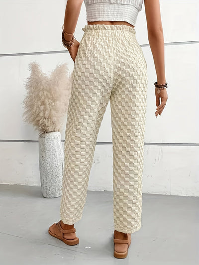 Miriam | Elegante Getextureerde Broek met Hoge Taille