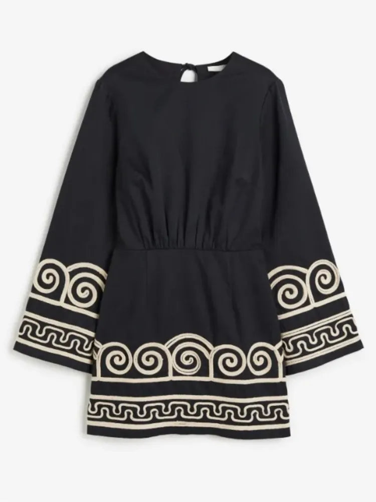 Braythe - Geborduurde Kaftan Jurk Voor Dames - Artistiek & Trendy