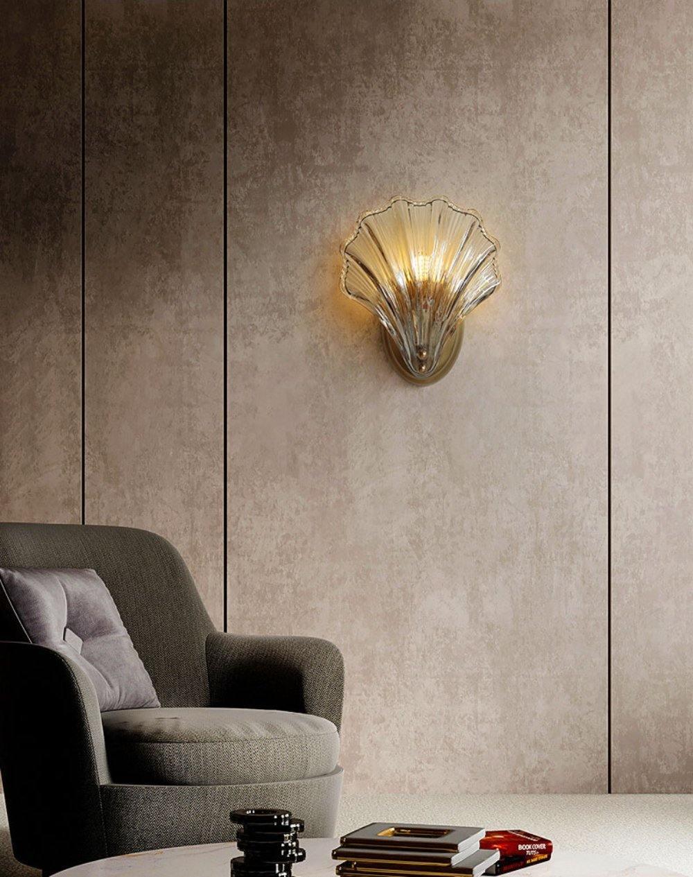 Brevian – Modern Iron Glass Shell LED Wall Light 1 Light