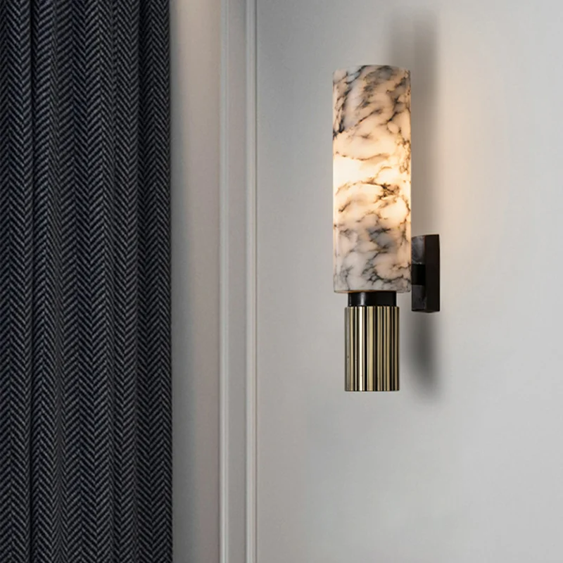 Amoran – Modern Marble Cylinder LED Wall Light Single Light