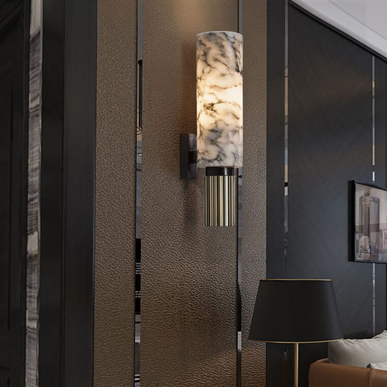 Amoran – Modern Marble Cylinder LED Wall Light Single Light