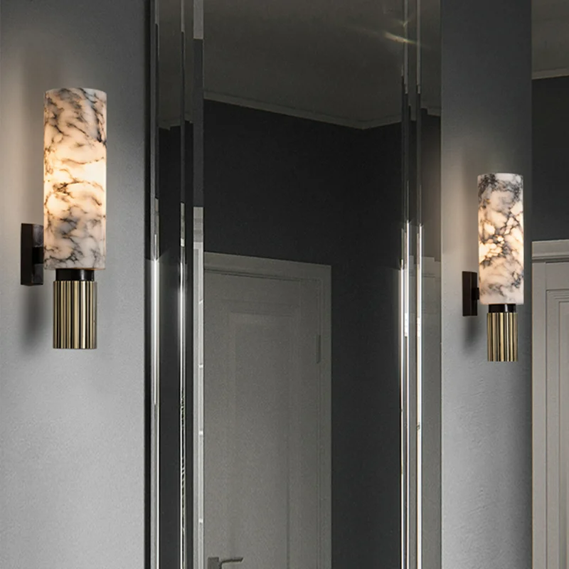 Amoran – Modern Marble Cylinder LED Wall Light Single Light