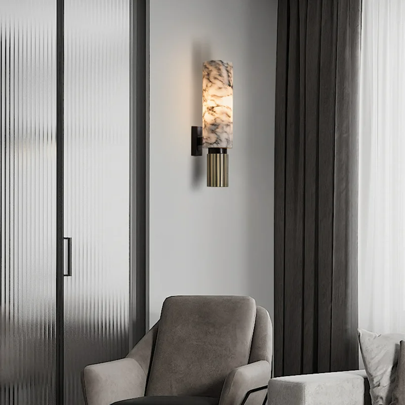 Amoran – Modern Marble Cylinder LED Wall Light Single Light