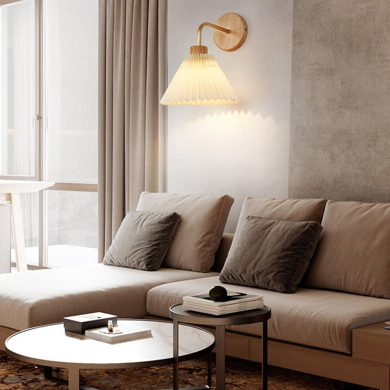 Dermora – Modern Minimalist Pleated Cone Wall Sconce 1 Light