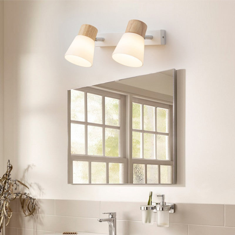 Vlorin – Modern Minimalist Wood Cone Wall Sconce Lamp 2 Light