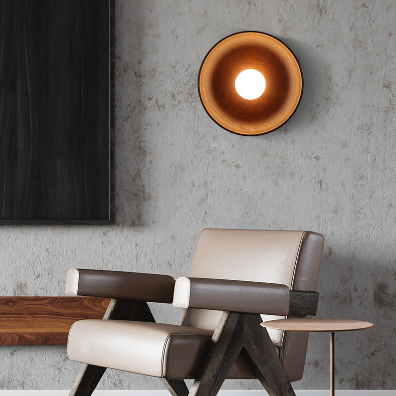 Velorien – Modern Minimalist Wood Round LED Wall Sconce Lamp