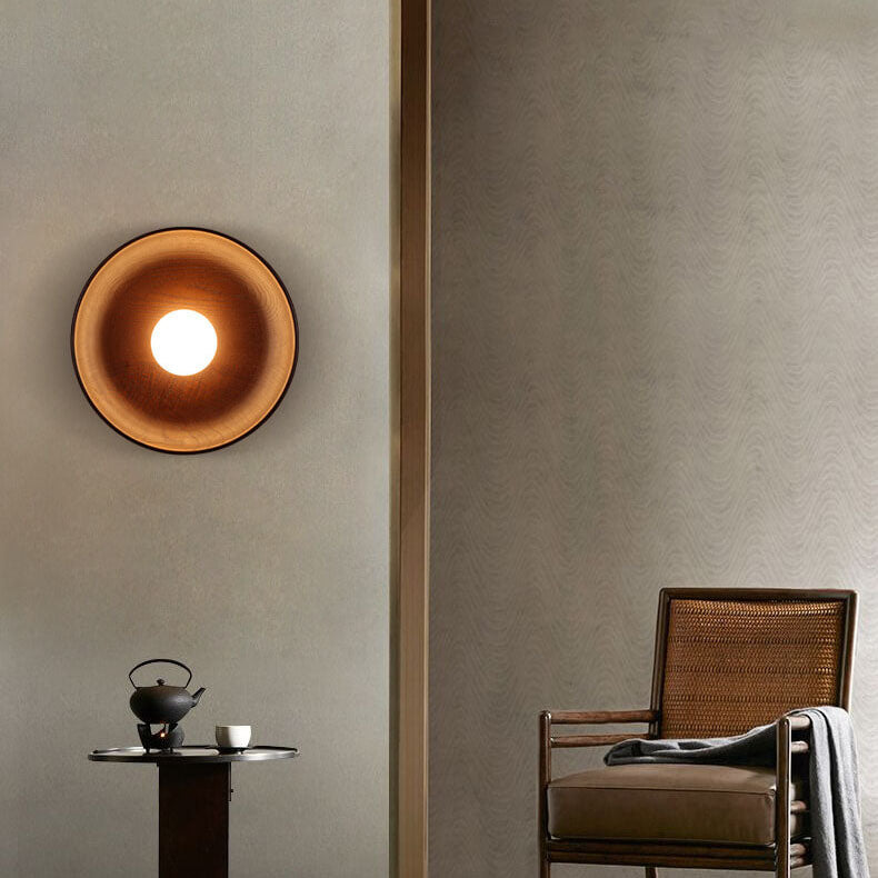 Velorien – Modern Minimalist Wood Round LED Wall Sconce Lamp