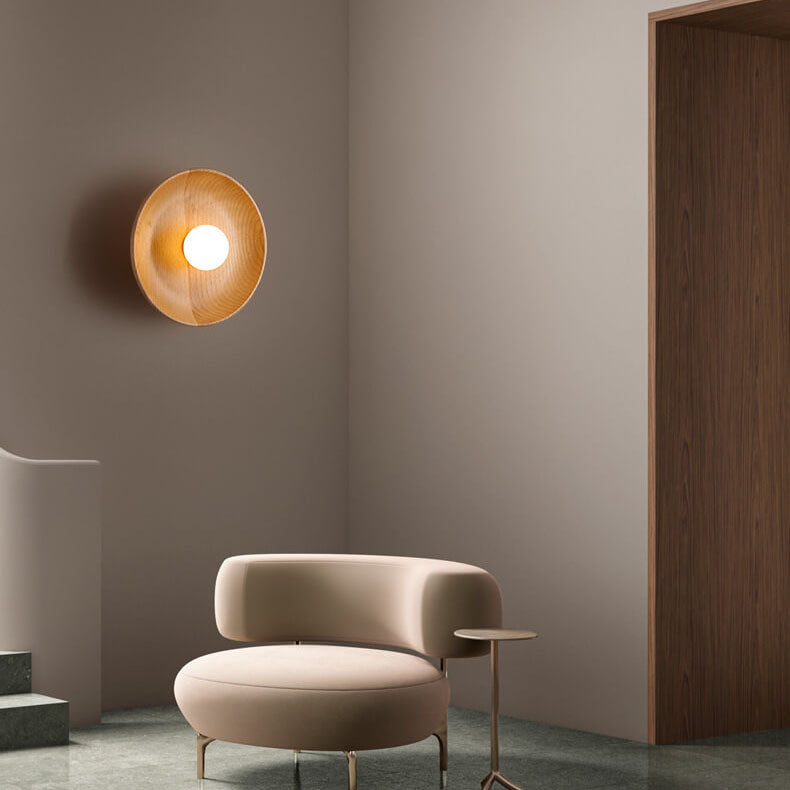 Velorien – Modern Minimalist Wood Round LED Wall Sconce Lamp