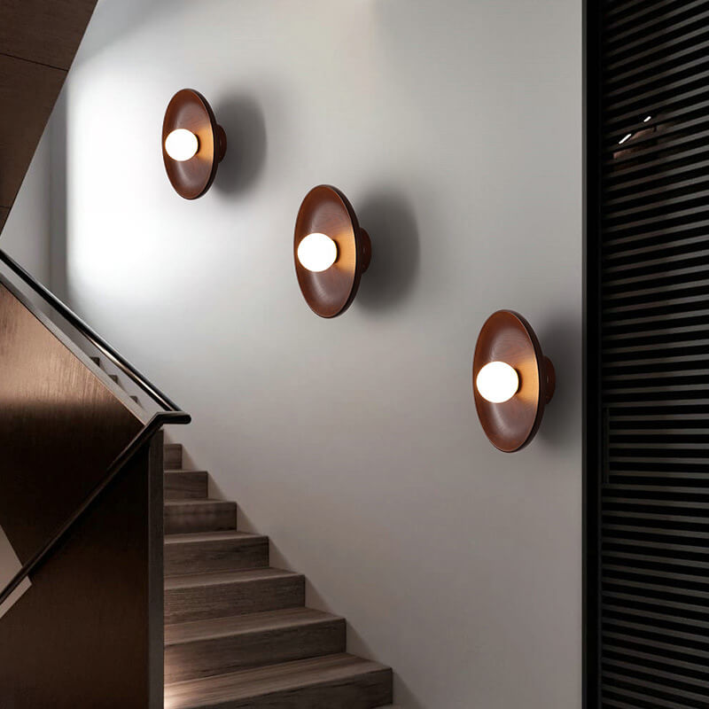 Velorien – Modern Minimalist Wood Round LED Wall Sconce Lamp