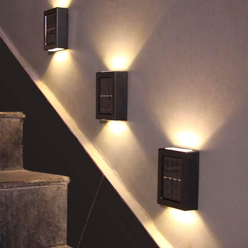 Melvane – Modern Square 2 Light LED Solar Wall Sconce Lamp