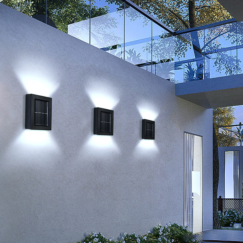 Melvane – Modern Square 2 Light LED Solar Wall Sconce Lamp
