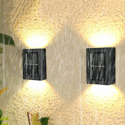 Melvane – Modern Square 2 Light LED Solar Wall Sconce Lamp
