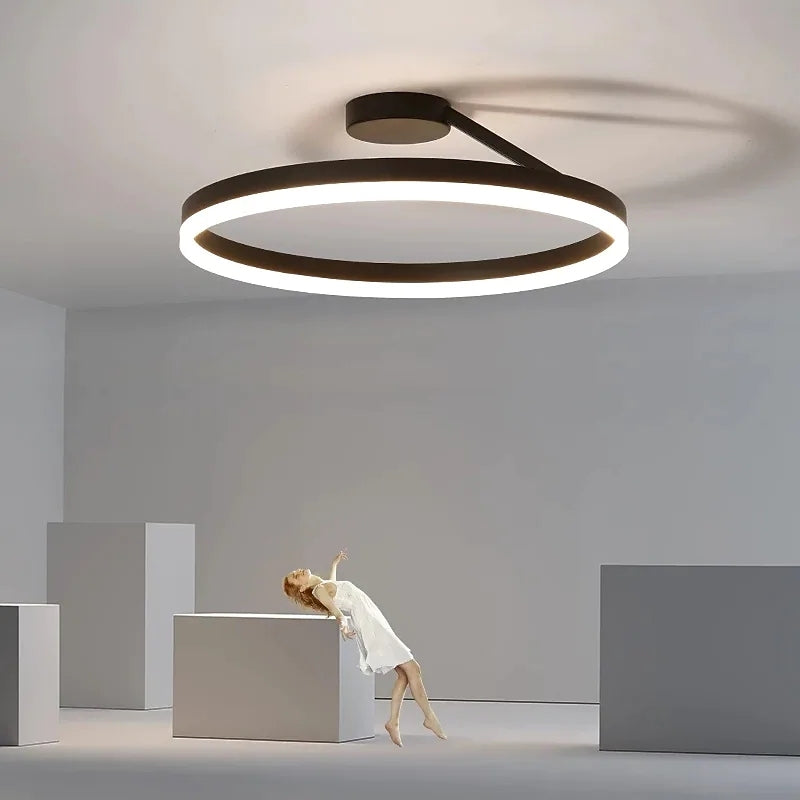 Arivonn - Modern Circle LED Flush Mount Ceiling Light Black White