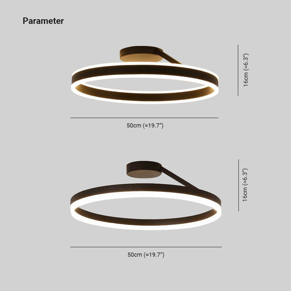 Arivonn - Modern Circle LED Flush Mount Ceiling Light Black White