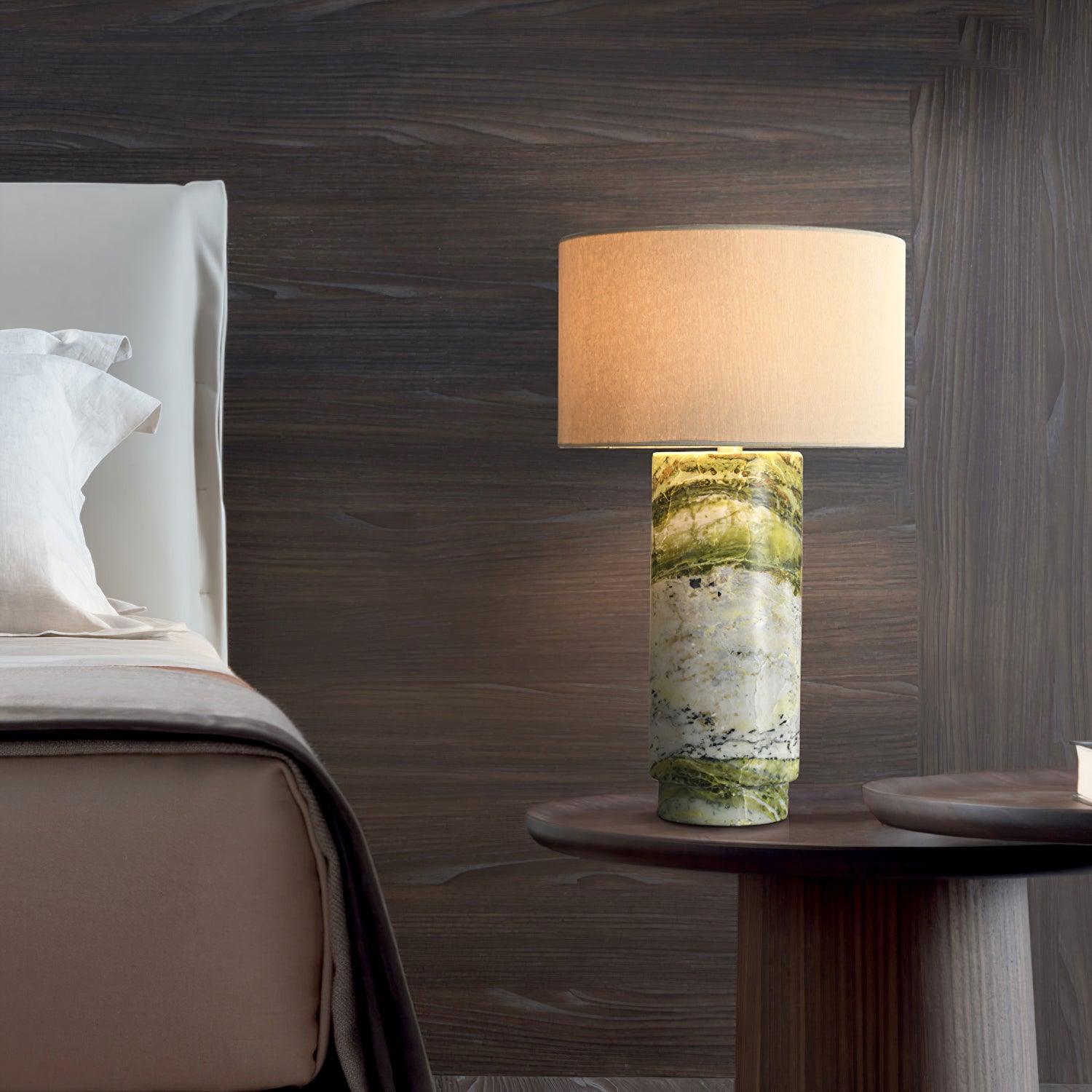 Gremora - Green Marble Table Lamp Inline Switch