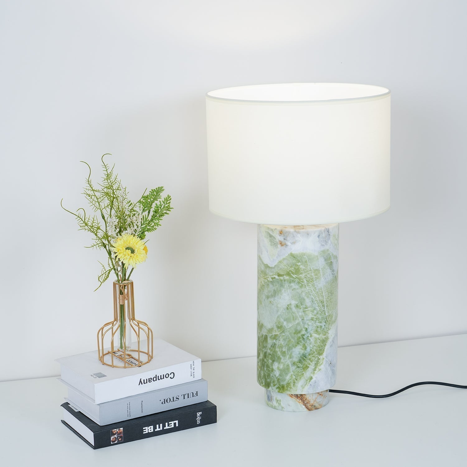 Gremora - Green Marble Table Lamp Inline Switch