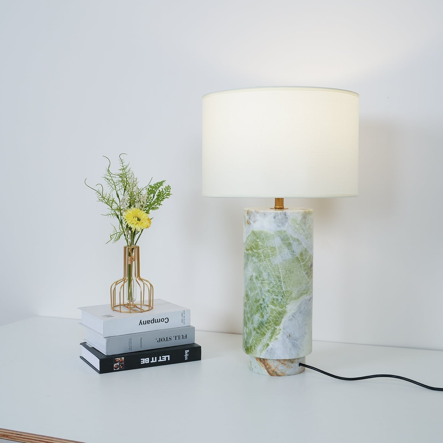 Gremora - Green Marble Table Lamp Inline Switch