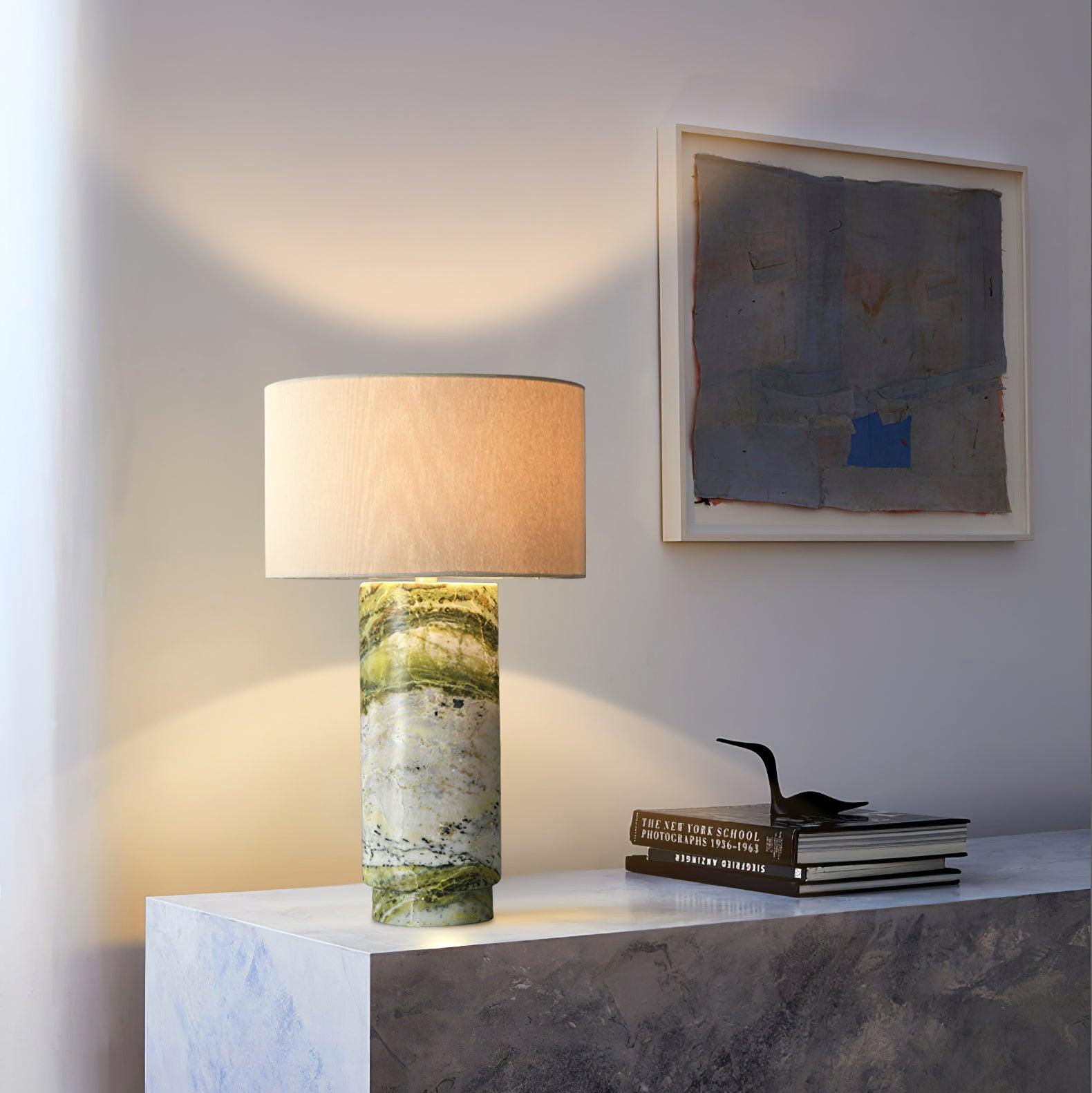 Gremora - Green Marble Table Lamp Inline Switch