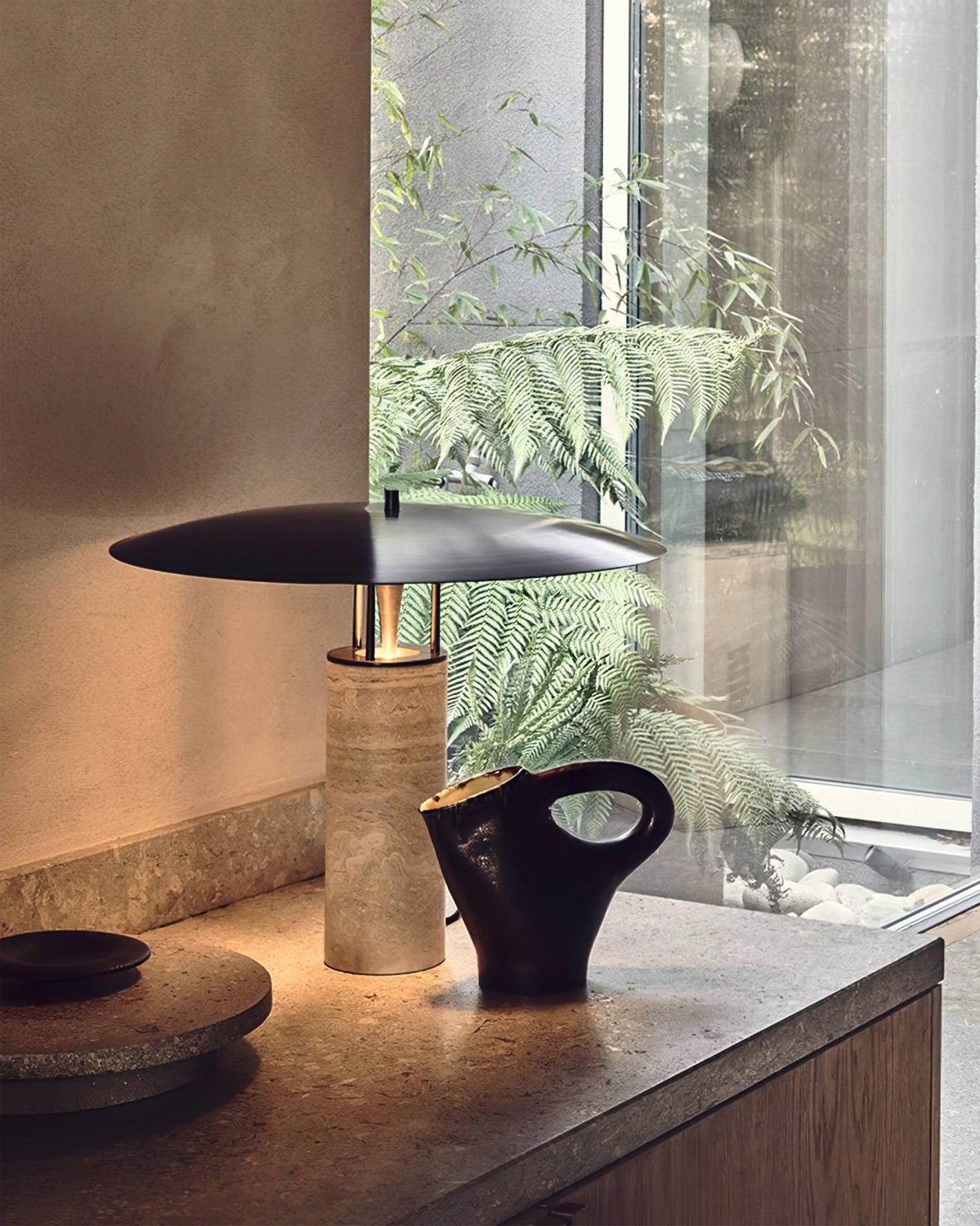 Elara – Modern Table Lamp with Black Shade and Metal Base