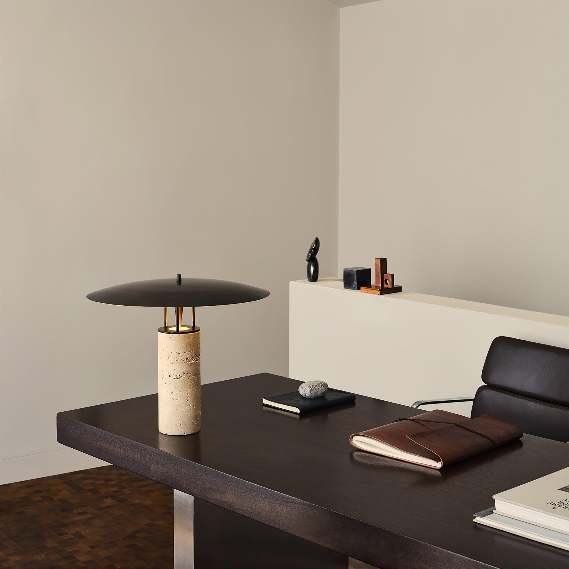 Elara – Modern Table Lamp with Black Shade and Metal Base