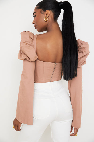 Helvienne - Mocha Corset Top