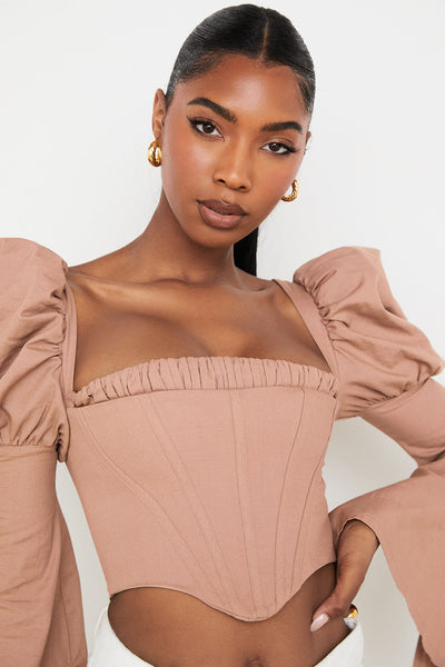 Helvienne - Mocha Corset Top