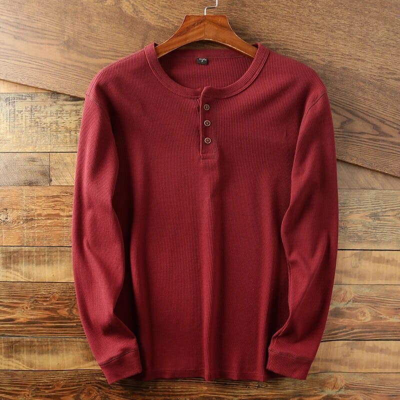 Klassiek henley-shirt met lange mouwen voor mannen
