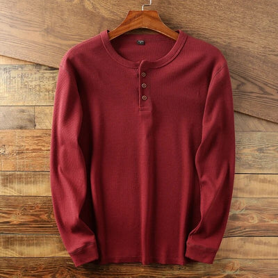 Klassiek henley-shirt met lange mouwen voor mannen