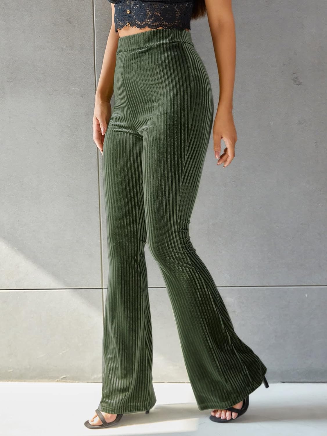 Nadia | Vintage Ribfluweel Hoge Taille Flared Broek