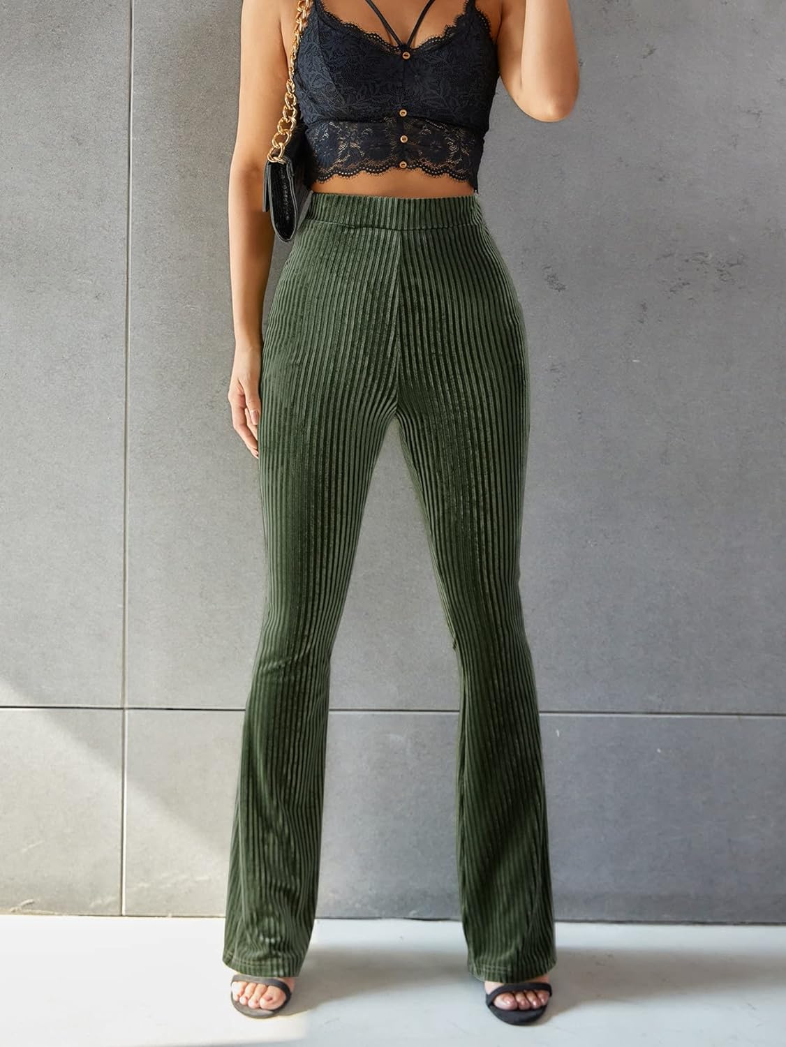 Nadia | Vintage Ribfluweel Hoge Taille Flared Broek