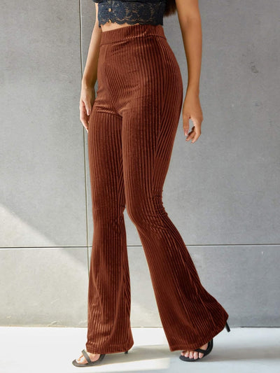 Nadia | Vintage Ribfluweel Hoge Taille Flared Broek