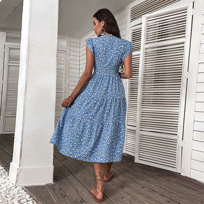 Nadine | Retro Stijl Mouwloze Midi Jurk met Bloemenprint