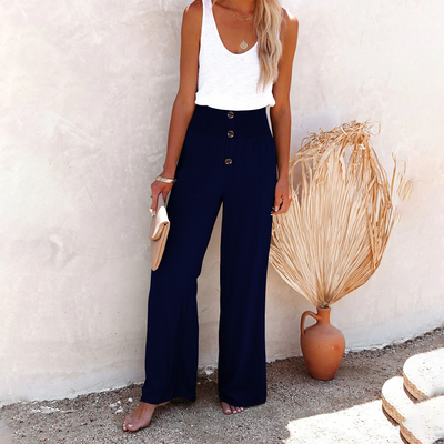 HILLA - Losse broek met hoge taille
