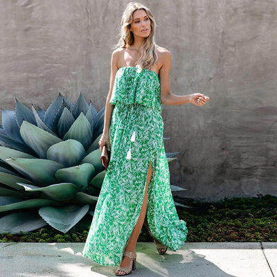 Nellie | Strapless Maxi Jurk met Boho Allure
