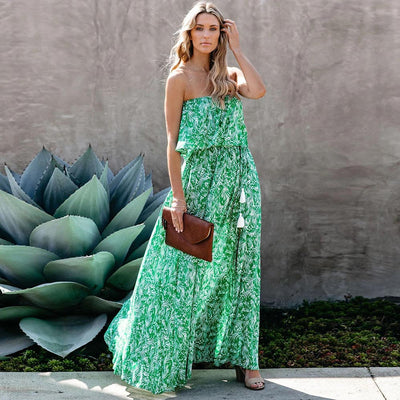 Nellie | Strapless Maxi Jurk met Boho Allure