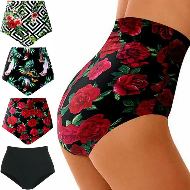 Finja - Summer Women's High Waist Bikini Bottoms Floral Swimwear 
