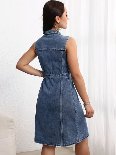 Nina | Trendy Denim Jurk met Tailleband