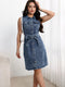 Nina | Trendy Denim Jurk met Tailleband